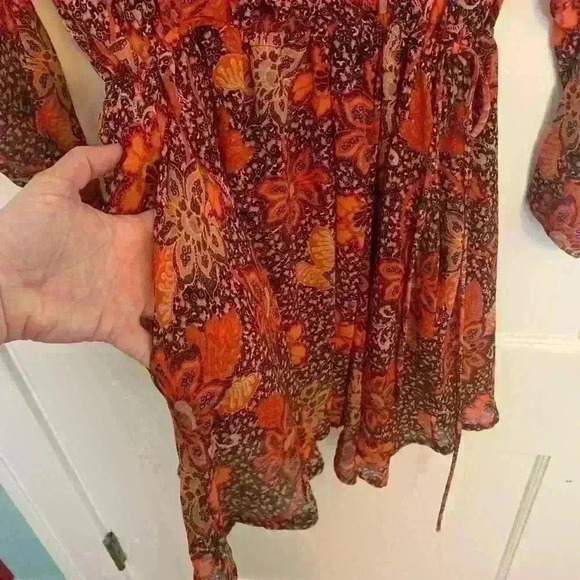 Free People Teegan Mini Dress in Peach Combo, size XS - Picture 16 of 16